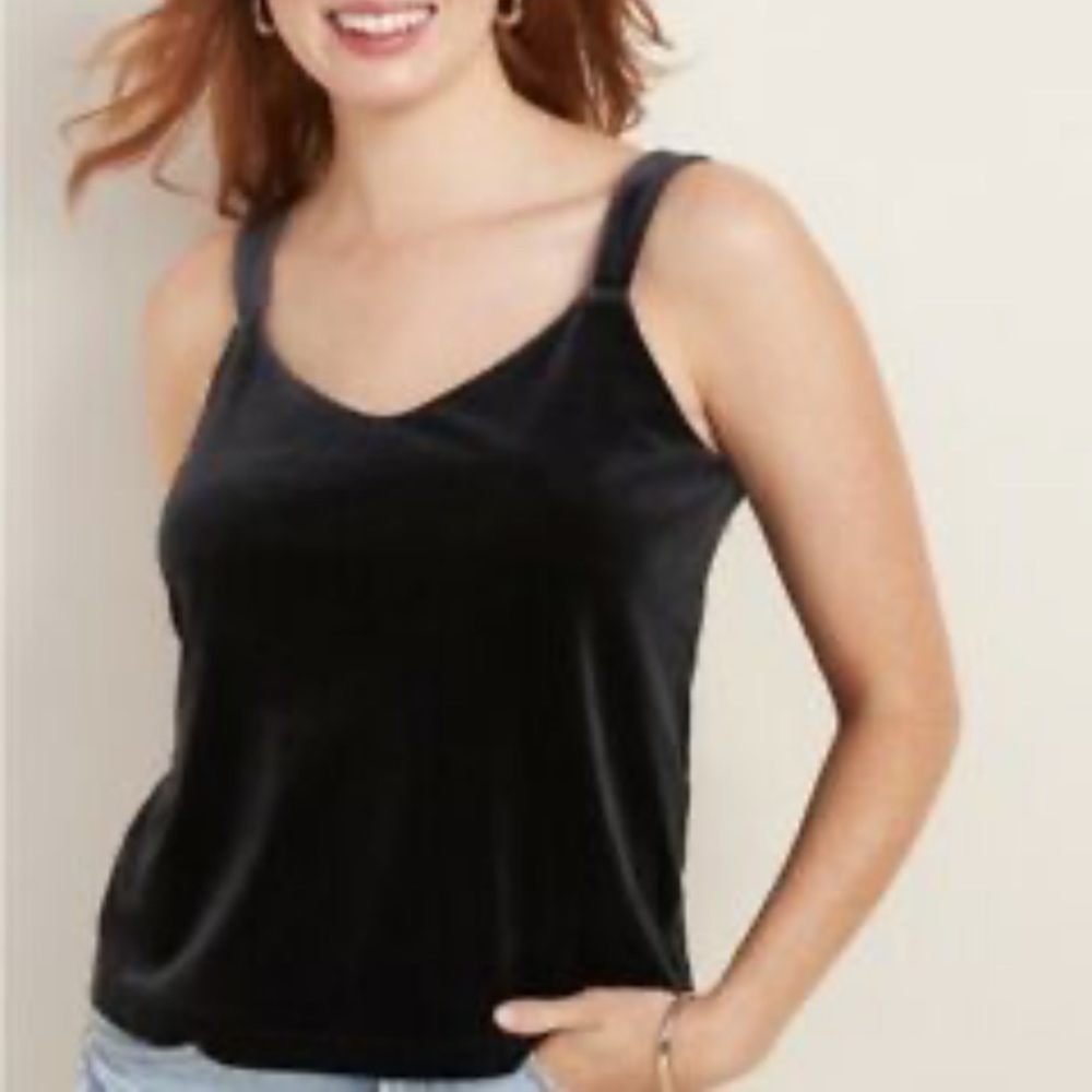 Black crushed velvet tank top